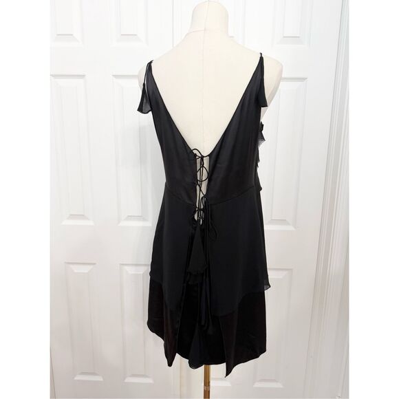 Vintage Vivienne Tam Womens Black Tiered Silk Mini Dress Size 1 Small - Picture 3 of 7